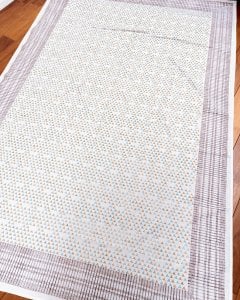 ジャイプル　職人手作り　インド伝統の木版染め更紗マルチクロス〔約232cm×約154cm〕美しい色彩　ボタニカル　テーブルクロス　ベッドカバー　ソファーカバー　パーテーションなどへ