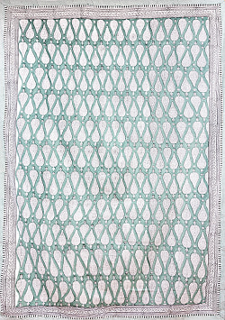 ジャイプル 職人手作り インド伝統の木版染め更紗マルチクロス〔約225cm×約155cm〕美しい色彩 ボタニカル テーブルクロス ベッドカバー ソファーカバー パーテーションなどへ - サブ2