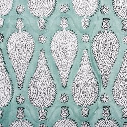 ジャイプル 職人手作り インド伝統の木版染め更紗マルチクロス〔約225cm×約155cm〕美しい色彩 ボタニカル テーブルクロス ベッドカバー ソファーカバー パーテーションなどへ(ID-BDCB-1559)