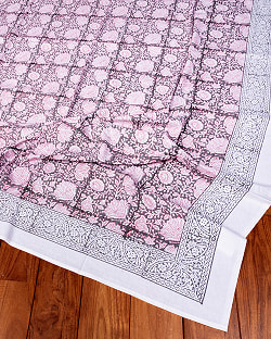 ジャイプル 職人手作り インド伝統の木版染め更紗マルチクロス〔約222cm×約145cm〕美しい色彩 ボタニカル テーブルクロス ベッドカバー ソファーカバー パーテーションなどへ - サブ3