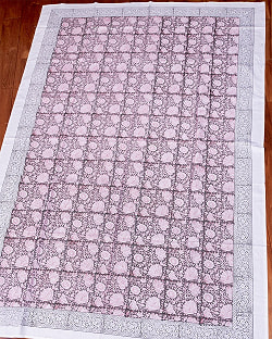 ジャイプル 職人手作り インド伝統の木版染め更紗マルチクロス〔約222cm×約145cm〕美しい色彩 ボタニカル テーブルクロス ベッドカバー ソファーカバー パーテーションなどへ - サブ4