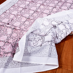 ジャイプル　職人手作り　インド伝統の木版染め更紗マルチクロス〔約222cm×約145cm〕美しい色彩　ボタニカル　テーブルクロス　ベッドカバー　ソファーカバー　パーテーションなどへ - サブ5