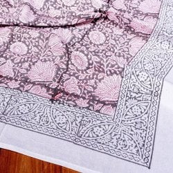 ジャイプル 職人手作り インド伝統の木版染め更紗マルチクロス〔約222cm×約145cm〕美しい色彩 ボタニカル テーブルクロス ベッドカバー ソファーカバー パーテーションなどへ(ID-BDCB-1560)