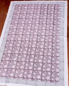 ジャイプル　職人手作り　インド伝統の木版染め更紗マルチクロス〔約222cm×約145cm〕美しい色彩　ボタニカル　テーブルクロス　ベッドカバー　ソファーカバー　パーテーションなどへ