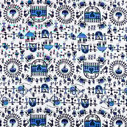 マルチクロス - 先住民ワルリ族のワルリ画〔約215cm×約256cm〕 - サブ3