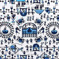 マルチクロス - 先住民ワルリ族のワルリ画〔約215cm×約256cm〕 - サブ4