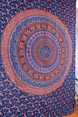 〔各色あり〕マルチクロス　象 マンダラと更紗〔209cm×134cm〕大きな布 - サブ2