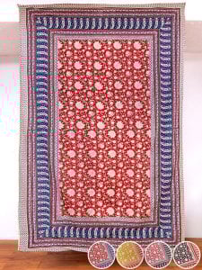 〔各色あり〕マルチクロス　カラムカリ更紗デザイン〔209cm×140cm〕大きな布