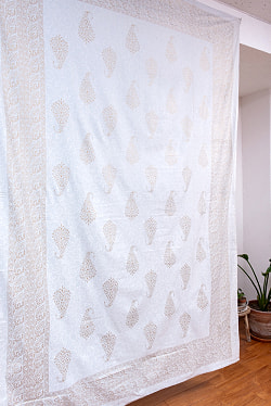 〔各色あり〕マルチクロス 淡く優しいパステルカラー ゴールドラメ 葉模様〔214cm×144cm〕大きな布 - サブ2