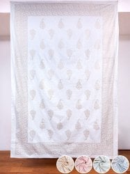 〔各色あり〕マルチクロス 淡く優しいパステルカラー ゴールドラメ 葉模様〔214cm×144cm〕大きな布
