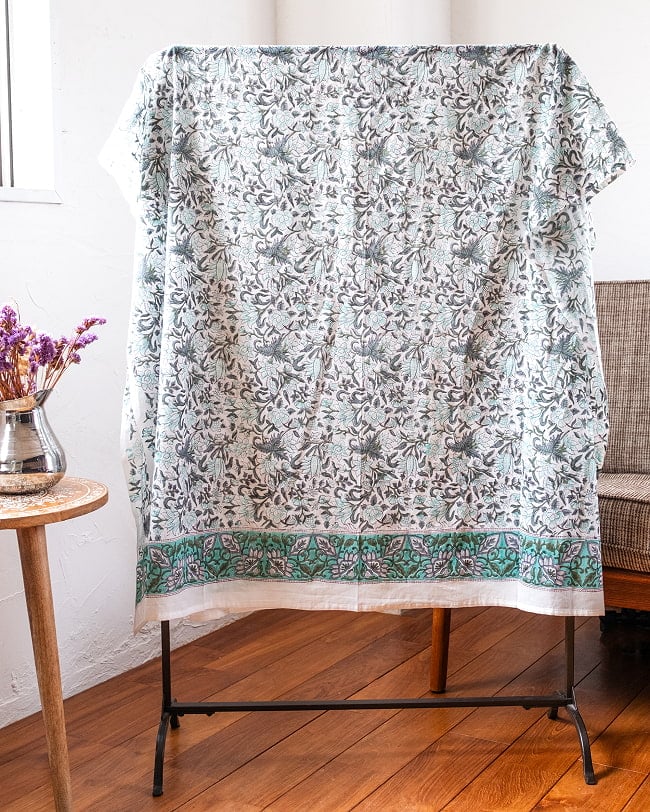 〔各色あり〕使い方は自由！ウッドブロックプリントのマルチクロス〔約180cm×約110cm〕 15 - No.1