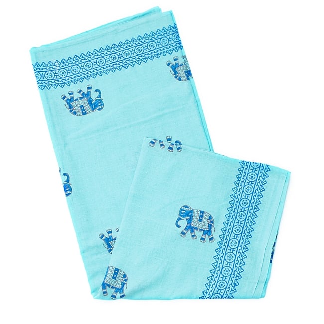 【ウッドブロック】カディコットン風マルチクロス - ミニ象さん(薄ブルー)【220cm×150cm】の写真