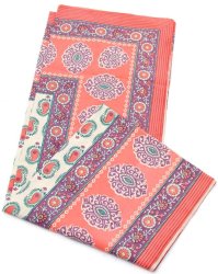 インド綿のマルチクロス - ペイズリー（サーモンピンク）【240cm×150cm】の商品写真