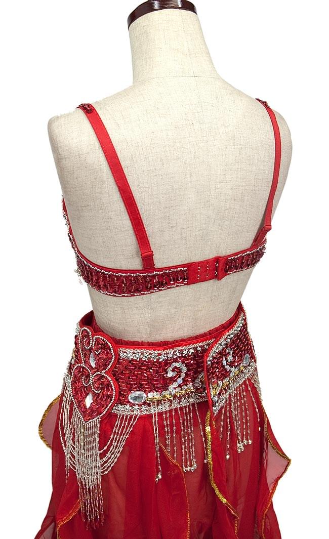 ベリーダンス セットアップ ベリーダンスブラベルト　赤　ベリーダンス衣装 ベリーダンス衣装 ブラベルトスカートセット 赤 ベリーダンス・ブラ