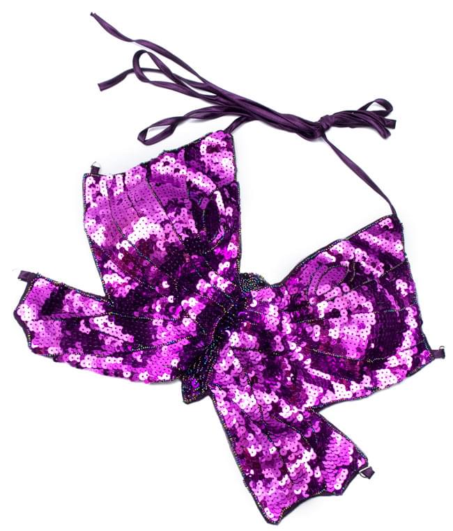 ベリーダンス衣装　スカート・ブラ 上下セット - 紫 8 - 以下の写真は、各部分を平らな所で撮影した写真となります。