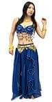 ベリーダンス衣装　スカート・ブラ 上下セット - 青の商品写真