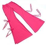 2連リボンサイドスリット・ストレッチパンツ - ピンクの商品写真
