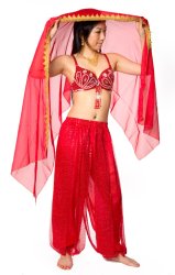 ゴールドフリンジ付きヴェール - 赤 の通販 - TIRAKITA.COM