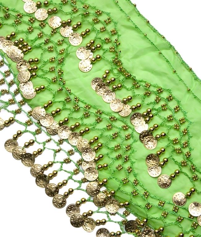 ベリーダンス　ヒップスカーフ 150コイン - 緑 2 - コインが光を綺麗に反射してくれます！