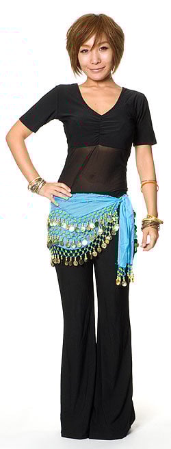 ベリーダンス　ヒップスカーフ 150コイン - 水色 - サブ4