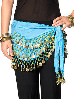 ベリーダンス　ヒップスカーフ 150コイン - 水色 - サブ5