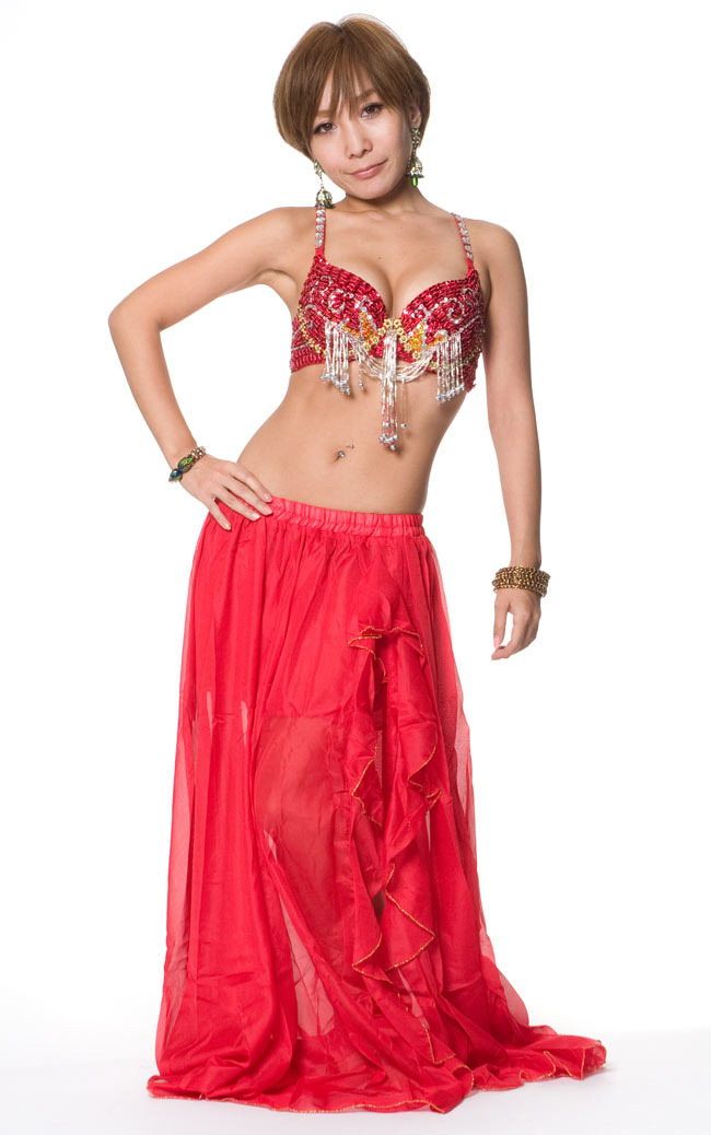 ベリーダンス 衣装 ブラ スカート セット 赤 レッド