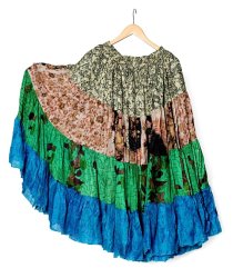 25ヤード アンティークサリーのジプシーパッチワークスカート4段【90cm】の商品写真