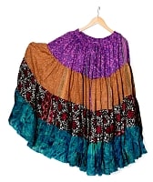 25ヤード アンティークサリーのジプシーパッチワークスカート4段【90cm】の商品写真