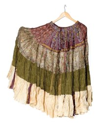 25ヤード アンティークサリーのジプシーパッチワークスカート4段【90cm】の商品写真