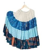 25ヤード アンティークサリーのジプシーパッチワークスカート4段【90cm】の商品写真