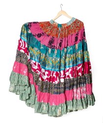 25ヤード アンティークサリーのジプシーパッチワークスカート8段（98cm）の商品写真