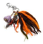 ヘンプのきのこ付ふわふわキーホルダー - 緑×オレンジ系の商品写真