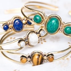 インドの天然石付きメタルバングル - サブ3