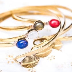 インドの天然石付きメタルバングル - サブ3