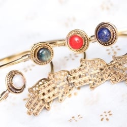 インドの天然石付きメタルバングル - サブ3