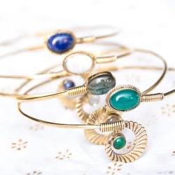 インドの天然石付きメタルバングル - サブ3