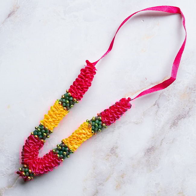 インドの花飾り【マーラー】小 8 - 2：ピンク×黄