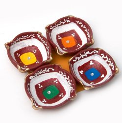 カラフル素焼き小皿４個セット（四角）の商品写真