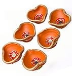 ミラー付きカラフル素焼き小皿６個セット　オレンジの商品写真
