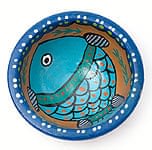 ミティラー村のカラフル素焼き皿 - 魚 青の商品写真