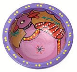 ミティラー村のカラフル素焼き皿 - 鳥 ピンクの商品写真