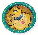 ミティラー村のカラフル素焼き皿 - 象 黄色の商品写真