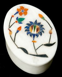 【楕円型】マーブルストーンの小物入れ[約8cm]の商品写真