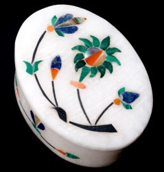 【楕円型】マーブルストーンの小物入れ[約5cm](ID-CFLSP-338)