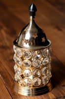 [大決算セール]クリスタルガラスの円形オイルランプシェード〔15.5cm×7.7cm〕