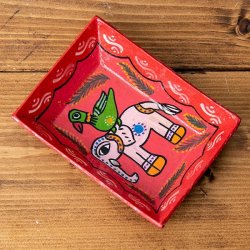 ミティラー村のカラフル飾り皿  - 鳥と象さん