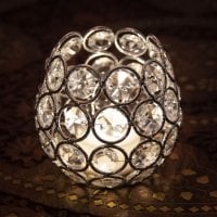 クリスタルガラスのアラビアンキャンドルホルダー - シルバー【7.5cm×8.5cm】(ID-CFLSP-397)