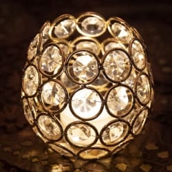 【6個セット】クリスタルガラスのアラビアンキャンドルホルダー - ゴールド【7.5cm×8.5cm】の写真