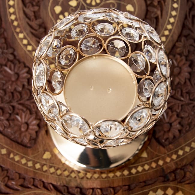 クリスタルガラスのアラビアンキャンドルホルダー - ゴールド【20cm×11cm】 6 - 上から見てみました。