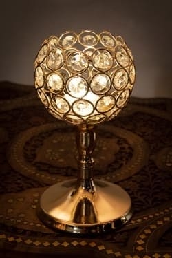 クリスタルガラスのアラビアンキャンドルホルダー - ゴールド【20cm×11cm】の商品写真